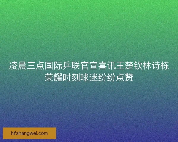 凌晨三点国际乒联官宣喜讯王楚钦林诗栋荣耀时刻球迷纷纷点赞