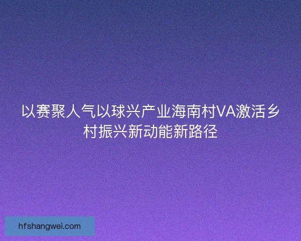 以赛聚人气以球兴产业海南村VA激活乡村振兴新动能新路径